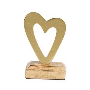 Golden Heart Sculpture Wooden Base Modern Decor Artistic Tabletop Ornament Valentine's Day Gift Living Room Decoration - Product Image 3