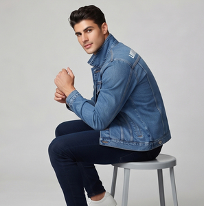 Blousons en jean d'hiver pour hommes de haute qualité, style décontracté urbain, avec imprimé au dos, col rabattu - Product Image 3