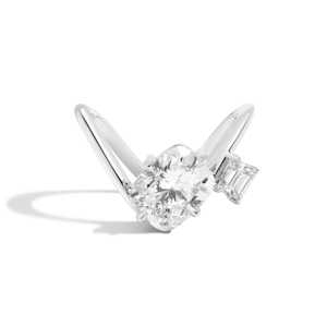 Anillo de compromiso de oro de 14K al por mayor con diamante cultivado en laboratorio de corte cojín, engaste de puntas, piedra lateral de esmeralda, bandas nupciales curvadas onduladas, certificado IGI - Product Image 3