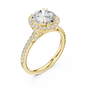 Anillo de compromiso con diamante cultivado en laboratorio de 2 quilates, corte brillante redondo, certificado por IGI, con engaste pavé, oro sólido de 14k, anillo de aniversario - Product Image 4