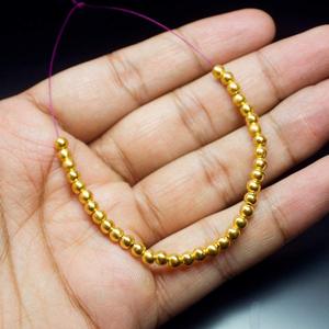 18K Gold Plated Handmade Tribal Round Sphere <b>Spacer</b> Beads 4mm Strand with 12pcs Solid Gold - Product Image 2