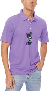 Polo de Manga Corta para Hombre, Color Morado Sólido, Diseño de Punto Casual, Corte Regular, Cierre de Botones - Product Image 2