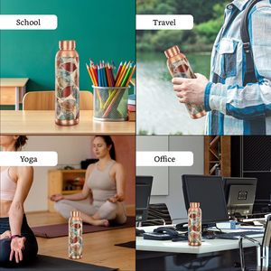 Bouteille en cuivre de 950 ml avec impression Meenakari, artisanat indien traditionnel, étanche et durable, idéale pour le fitness (vente en gros) - Product Image 6