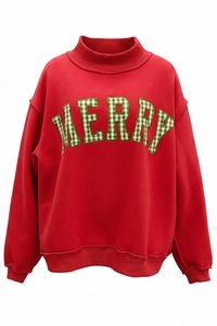 OEM Custom Oversized Drop Shoulder Winter Mock Neck Sweatshirt Women Contrast Polka Dot Graphic Embroidered <b>Pullover</b> <b>Jumpers</b> - Product Image 4