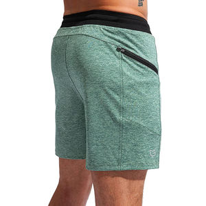 Custom Made Men's High Street Style 100% Cotton <b>Elastic</b> Waist Knitted Fabric Casual Shorts with Front Logo Printing - Product Image 3