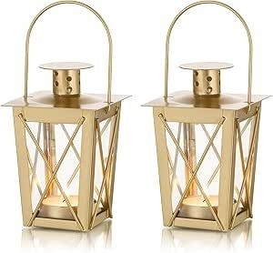 Lanterne en métal et verre avec finition dorée brillante, vente en gros directe d'usine, lanterne à bougie pour décoration extérieure et intérieure, faite à la main - Product Image 3