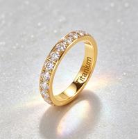 Bague en titane avec zircone ronde sertie en canal, alliance fine de 3 mm pour femme, bijoux de luxe en gros
