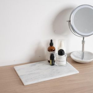 Planche à découper durable en marbre blanc avec manche en bois, forme rectangulaire, passe au lave-vaisselle, planche à découper de cuisine - Product Image 3
