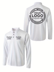 Classic Solid Color Men's Eco-Friendly Polyester Jersey Knitted Breathable Turn-Collar Long Sleeve Casual Lightweight <b>Shirt</b> - Product Image 2