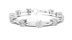Bracelet en or blanc 18 carats avec diamants taille ronde 5,10 mm, 10 pierres, luxe, étincelant, élégant, pour mariage, fête, bijoux fins, cadeau pour femme - Product Image 5