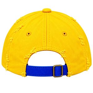 Gorra de béisbol para mujer, amarilla y azul real, con bordado Legacy, visera curva desgastada, hebilla ajustable, estilo casual y moderno, tipo Dad Hat - Product Image 4