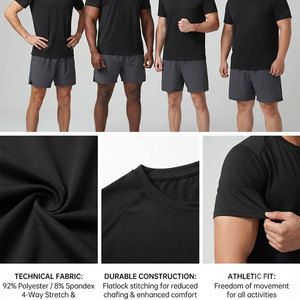T-shirt pour homme en polyester et élasthanne, respirant, léger, anti-transpiration, séchage rapide, anti-rétrécissement, coutures renforcées - Product Image 5