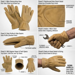 Premium Quality Reinforced Cowhide Grain Leather 11 oz Thick Latex-Free Heat Resistance Anti-Slip Breathable Anti-static <b>Gloves</b> - Product Image 5