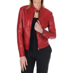 2026 High Quality Custom Women Genuine <b>Leather</b> <b>Jacket</b> Long Sleeve Red Color Women <b>Leather</b> <b>Jacket</b> Outerwear <b>Leather</b> <b>Jacket</b> Women - Product Image 4