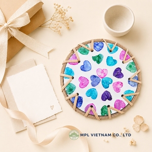 Posavasos de mosaico de ratán tejido vietnamita al por mayor, hecho a mano con nácar y diseño floral, salvamanteles decorativo ecológico para mesa - Product Image 4