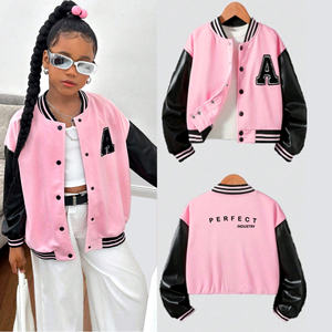 Vestes de sport élégantes pour filles, vestes de basket-ball pour enfants avec broderie en chenille, vestes bomber chaudes et épaisses en polaire pour l'hiver - Product Image 1