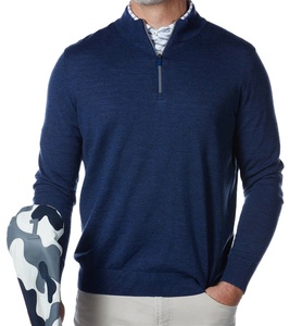 Sweat-shirt gris pour homme à col zippé, manches longues, couleur unie, décontracté, en coton tricoté, avec fermeture éclair, respirant - Product Image 1