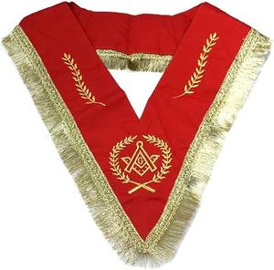 Ensemble de regalia de maître maçon de la Loge bleue - Rouge et blanc avec franges, produits de qualité supérieure, fabriqués à la machine - Product Image 6