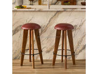 Tabouret de bar en bois avec coussin en cuir et repose-pieds, design industriel moderne, pliable, idéal pour appartement, chaise haute avec structure en bois massif