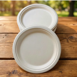 Most Popular 5 Inch Bagasse Moulded <b>Disposable</b> <b>Plate</b> Eco Friendly Compostable Lightweight Water Resistant Modern Luxury Party - Product Image 3