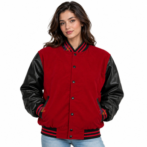 Nouvelle veste streetwear unisexe saisonnière en velours brillant avec manches en similicuir PU pour hommes et femmes, coupe courte oversize, streetwear d'hiver - Product Image 4