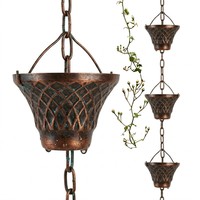 Chaîne de pluie tendance en cuivre pour drainage de gouttière, dispositif de dérivation de descente de toit, décoratif extérieur