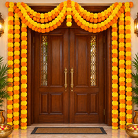 Guirlandes de fleurs de marigold Genda Phool Ladi, 4 pieds, 300g chacune, pour décoration suspendue, Diwali, Pooja, mariage, décorations festives