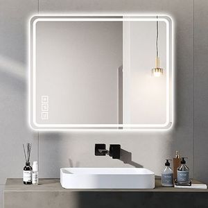 40x32 pollici LED specchio da bagno da parete Anti-appannamento senza cornice 5 mm senza rame argento luci anteriori verticali orizzontali - Product Image 4