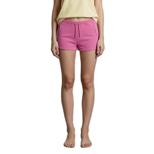 Shorts pour femmes, couleur unie, taille moyenne, avec cordon de serrage, décontracté, tricoté, respirant, coupe régulière, avec poches, gris - Product Image 1