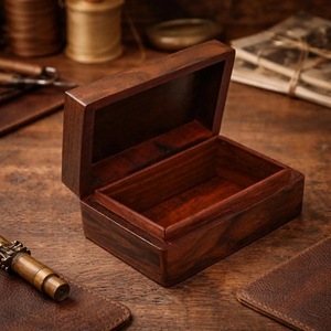 Eco-Friendly Rectangle <b>Wooden</b> <b>Box</b> for Jewelry Gift Storage-Soft Interior for Delicate Items Christmas Chinese New Year Tabletop - Product Image 2