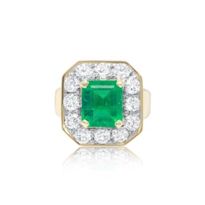 3.70 CT <b>Emerald</b> Halo Moissanite Party <b>Ring</b> 925 <b>Silver</b> Rhodium Plated Luxury Elegant Engagement <b>Ring</b> - Product Image 2