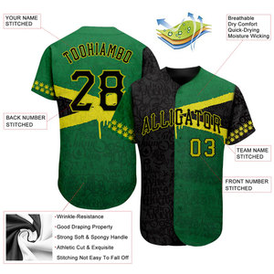 OEM/ODM Custom Printed Sublimated Full <b>Button</b> Baseball Jerseys V-Neck Quick Dry Polyester Training Short Custom Tackle Twill - Product Image 2