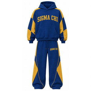 Ensemble de survêtement Sigma Chi noir et or avec lettres grecques, sweat à capuche et pantalon long, tenue sportive décontractée unisexe - Product Image 5