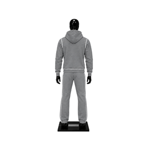 Ensemble de survêtement gris personnalisé pour homme, avec sweat à capuche imprimé à fermeture éclair intégrale et pantalon de jogging, style streetwear, sportswear décontracté, deux pièces, mode - Product Image 2