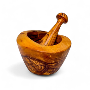 Ensemble mortier et pilon en bois, artisanal, durable, écologique, pour broyer les herbes et les épices, bol en bois de qualité alimentaire, pilon assorti - Product Image 3