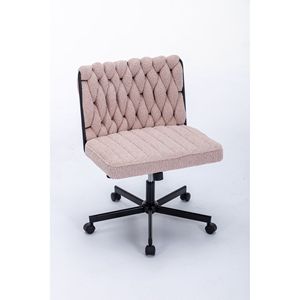 Modern Armless <b>Desk</b> Chair with Criss Cross Leg Wide Seat Home Office Work Meditation Wheels Included for Office Environment - Product Image 1