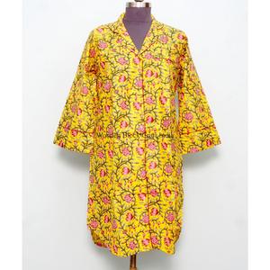 Chemise Kimono Bohème Mi-Longue pour Femme Indienne, en Coton Élégant, Vêtement de Nuit avec Ceinture à Nouer et Boutons Décoratifs, Coupe Ample et Confortable - Product Image 1