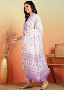 Kurta pantalon droit grande taille en coton, longueur mollet, col en V, manches trois-quarts, imprimé floral, séchage rapide, protection solaire, pour l'été - Product Image 3