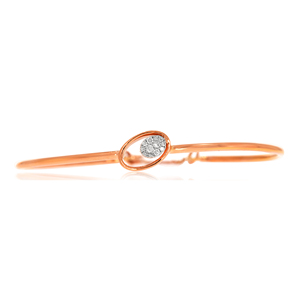 Elegant 9K Rose Gold Oval Diamond <b>Bangle</b> <b>Bracelet</b> for Women | Minimalist Luxury Fine Jewelry Gift - Product Image 2
