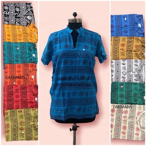 Algodón Kurta om impreso mantra algodón Kurta DE LA India algodón rayas Kurta algodón Kurta DE LA India al por mayor Boho kurta - Product Image 1