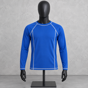 Chemise de compression à manches longues pour homme, bleue, à séchage rapide, en polyester, pour adultes - Product Image 1