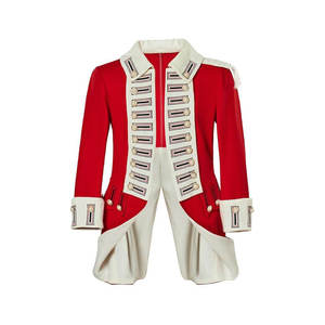 Veste noire pour homme, style élégant, garniture tressée dorée, manches longues, fermeture boutonnée, col montant ajusté, 100% laine et coton - Product Image 4