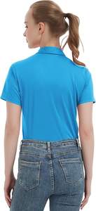 Camisa Polo Casual de Otoño para Mujer, Corte Ajustado, 4 Botones, Manga Larga, 220 GSM, Algodón/Poliéster Jersey, OEM, Azul - Product Image 4