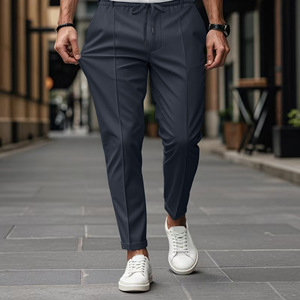 Hot-selling Men's Solid-color, Simple, <b>Large</b>-sized Business, Form-fitting, and Small-leg Casual Pants in Spring and Autumn - Product Image 5