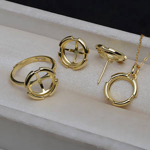 Aiguille en argent S925, perle de 10,5 mm, coquille de cheval, fond plat, porte-boucles d'oreilles vide, accessoires de fabrication de bijoux DIY, ensemble 4067 - Product Image 1