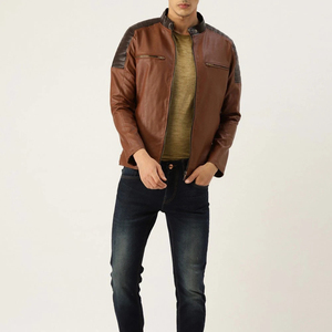 Veste en cuir véritable pour homme, style motard, imperméable, hiver, moderne, fournisseur de marques privées - Product Image 1