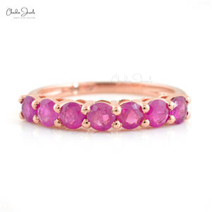 Hot Sell Natural 3mm Round Cut Burma Ruby Gemstone Eternity Band with 14k Rose Gold Wedding <b>Stacking</b> <b>Ring</b> Wholesale Supplier - Product Image 4