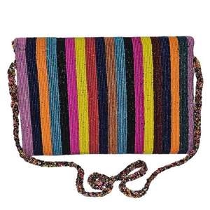 Sac à main décontracté indien fait main de luxe avec accessoires de mode en cristal, poignée perlée multicolore et style local durable - Product Image 5