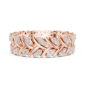 Bague Éternité Luxe en Or Rose avec Feuille de Vigne pour Femme, Élégante, Ornée de Cristaux, Idéale pour Mariage, Anniversaire, Bijou Tendance, Cadeau - Product Image 5