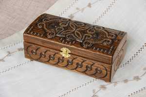 Low Price Decorative Wooden Treasure <b>Chest</b> for Jewelry, Watches, Small Accessories and Keepsakes with Beautiful Handmade - Product Image 3